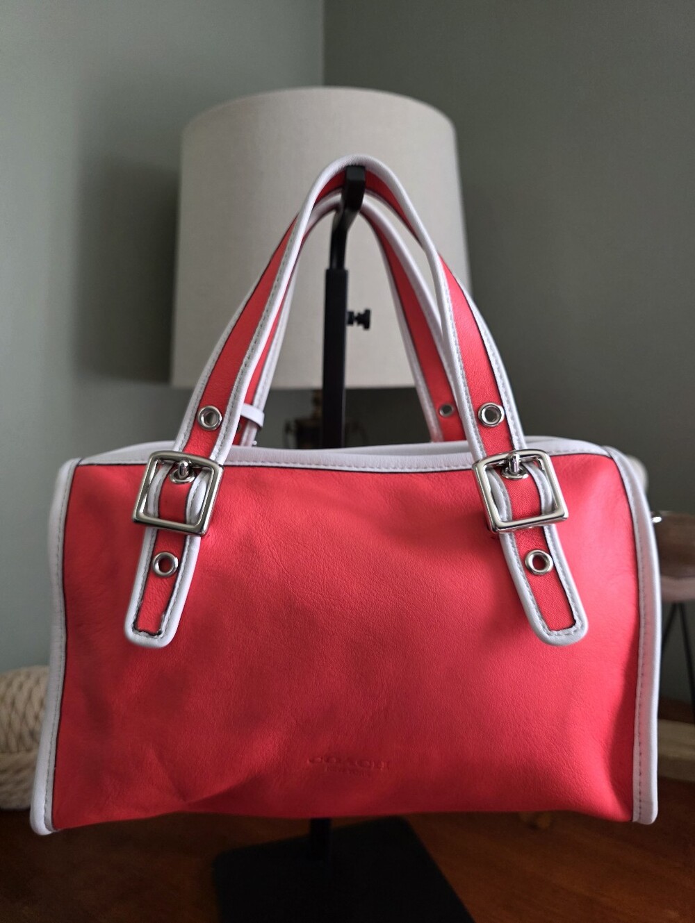 Coach Legacy Archive Turnlock Satchel Watermelon Pink Leather Crossbody Charm - Picture 4 of 16
